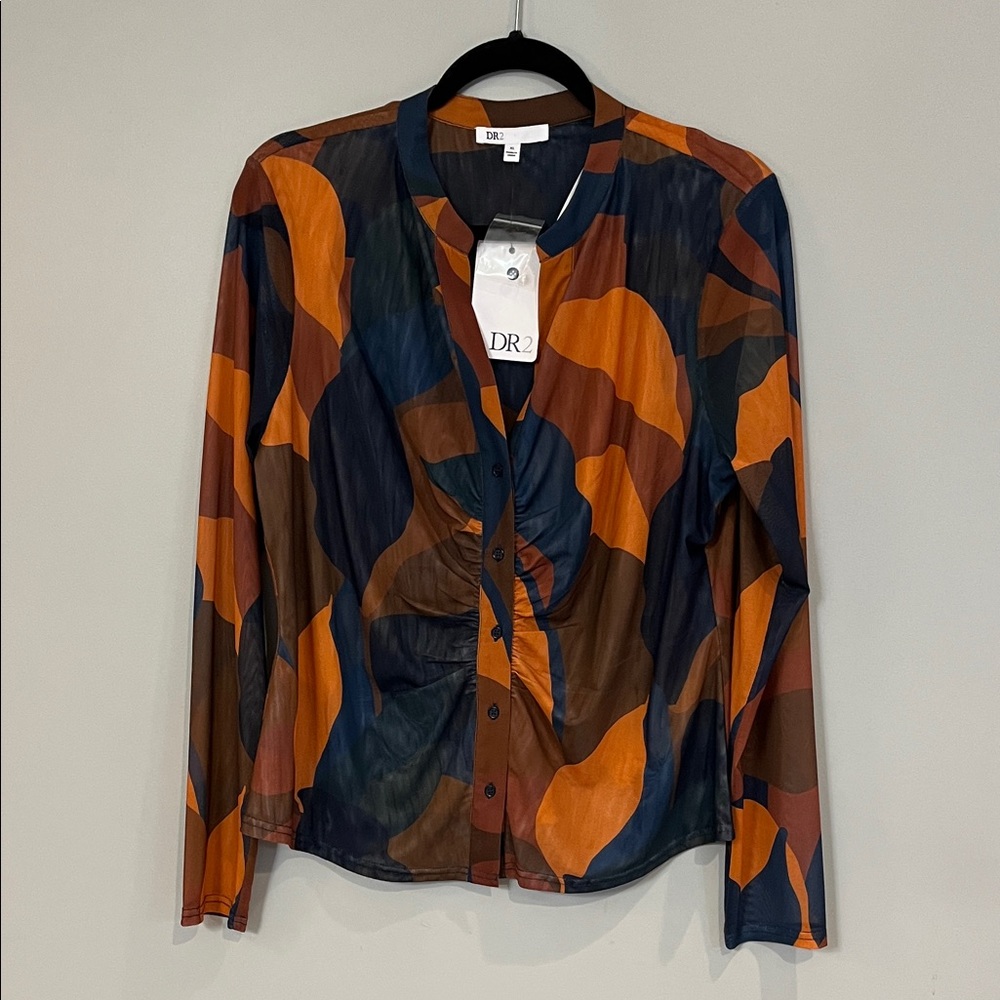 DR2 Women's Button Down Shirt - Multicolor Abstract